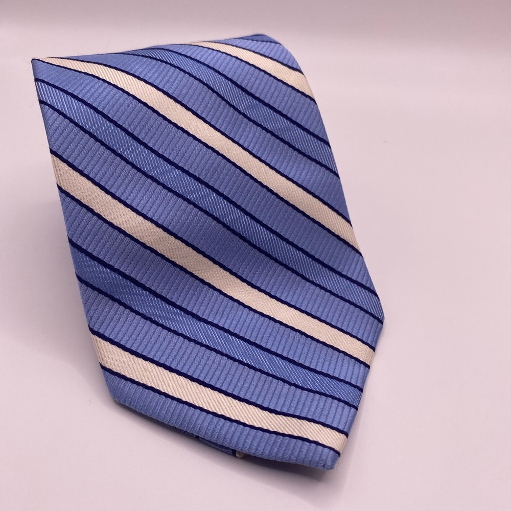 Brooks Brothers Striped Silk Tie in Blue and Cream